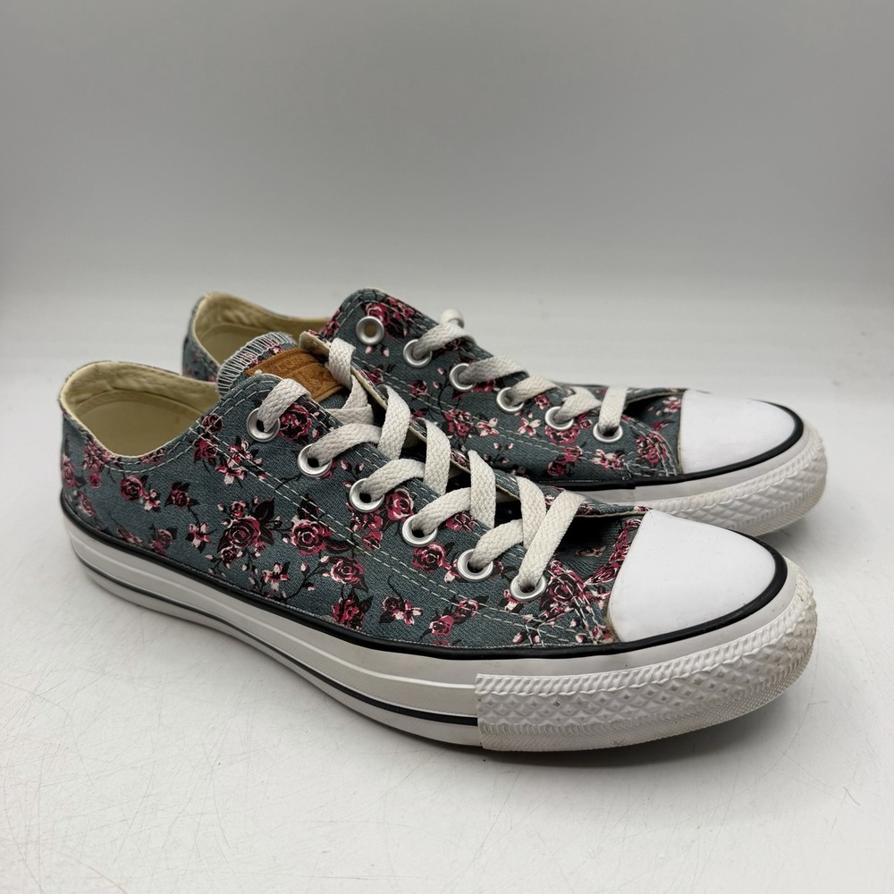 Converse All Star Shoes Women's Size 9 Blue Denim Rose Floral Sneakers 155236F